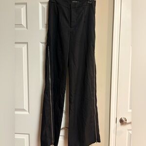 side zipper wide leg trousers